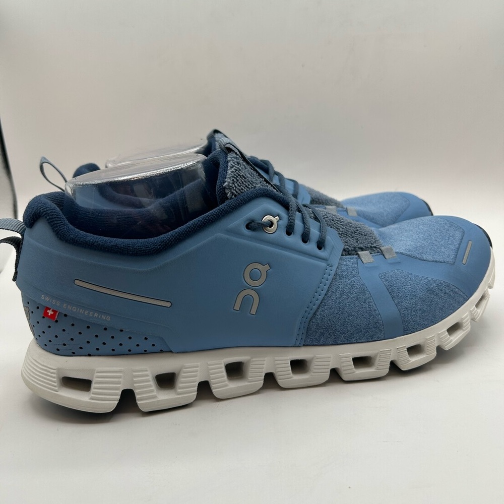 Like NEW Men's On Cloud 5 Terry Neptune White & Blue Running Shoe Sneaker SZ 9.5 - Picture 4 of 16